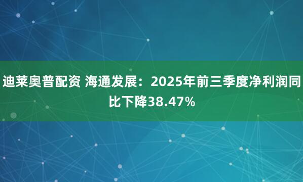 迪莱奥普配资 海通发展：2025年前三季度净利润同比下降38.47%